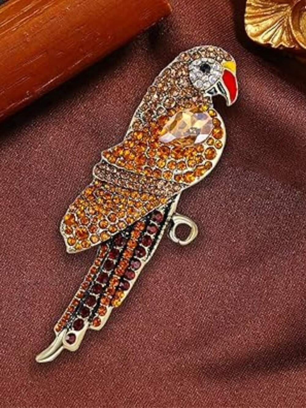 New Colorful Parrot Brooch Pin Exaggerated Animal Standout Jewelry Elegant